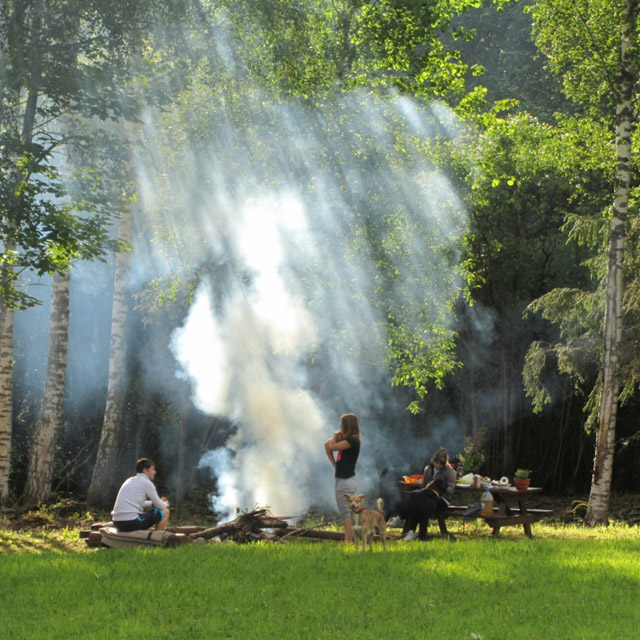 Atpūtas, piknika, telšu vieta laukos.  